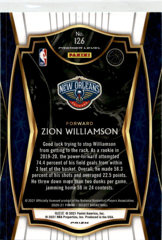 2020 Select Green White Purple Prizm #126 Zion Williamson New Orleans Pelicans
