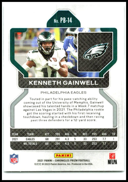 2021 Panini Chronicles Prizm Black #PB-14 Kenneth Gainwell Philadelphia Eagles