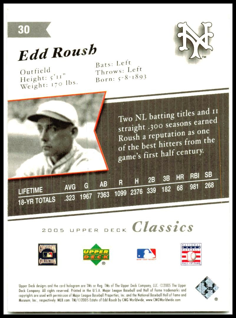 2005 Upper Deck Classics #30 Edd Roush New York Giants