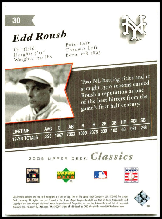 2005 Upper Deck Classics #30 Edd Roush New York Giants