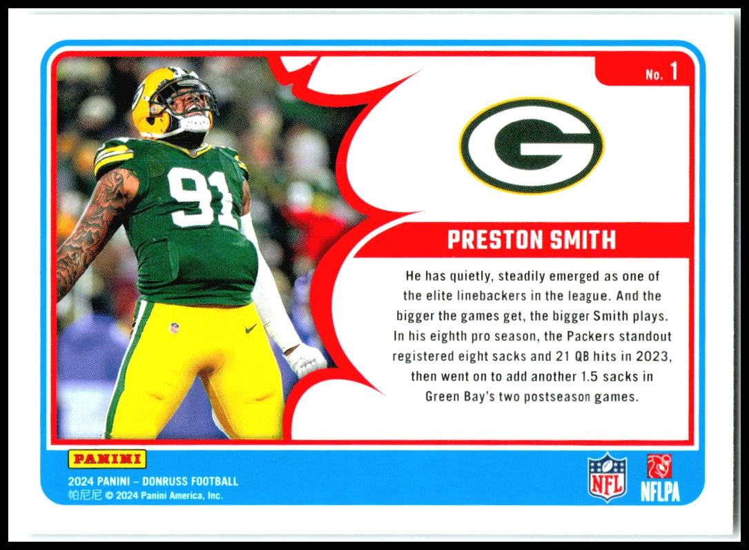 2024 Donruss Action All-Pros #1 Preston Smith Green Bay Packers
