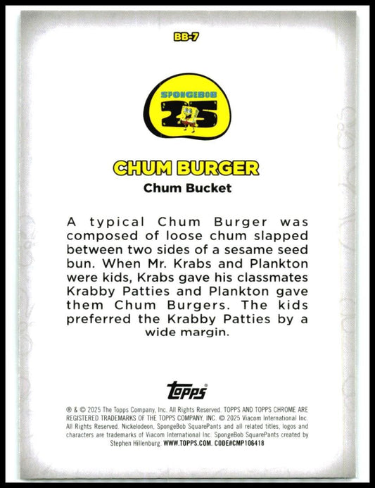 2025 Topps Chrome Spongebob Squarepants Reviews #BB-7 Chum Bucket