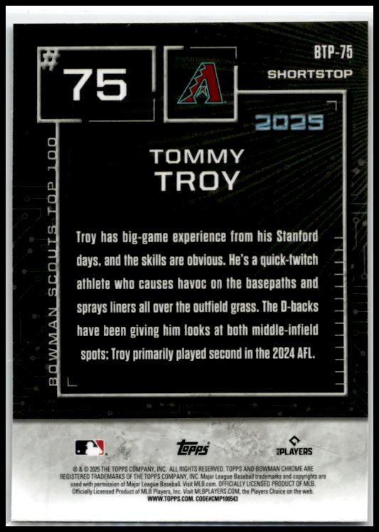 2025 Bowman Scouts' Top 100 #BTP-75 Tommy Troy