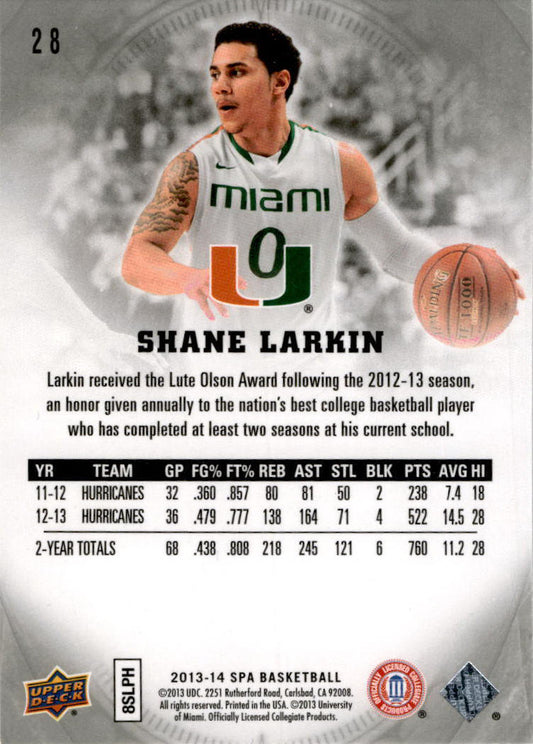 2013-14 SP Authentic #28 Shane Larkin Miami Hurricanes
