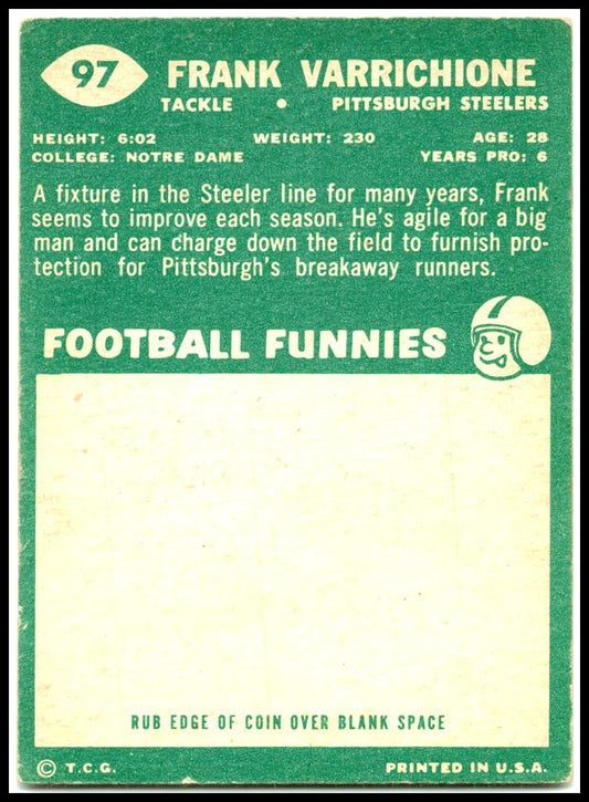 1960 Topps #97 Frank Varrichione Pittsburgh Steelers
