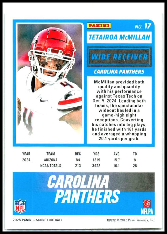 2025 Score Green #17 Tetairoa McMillan Rookie Carolina Panthers