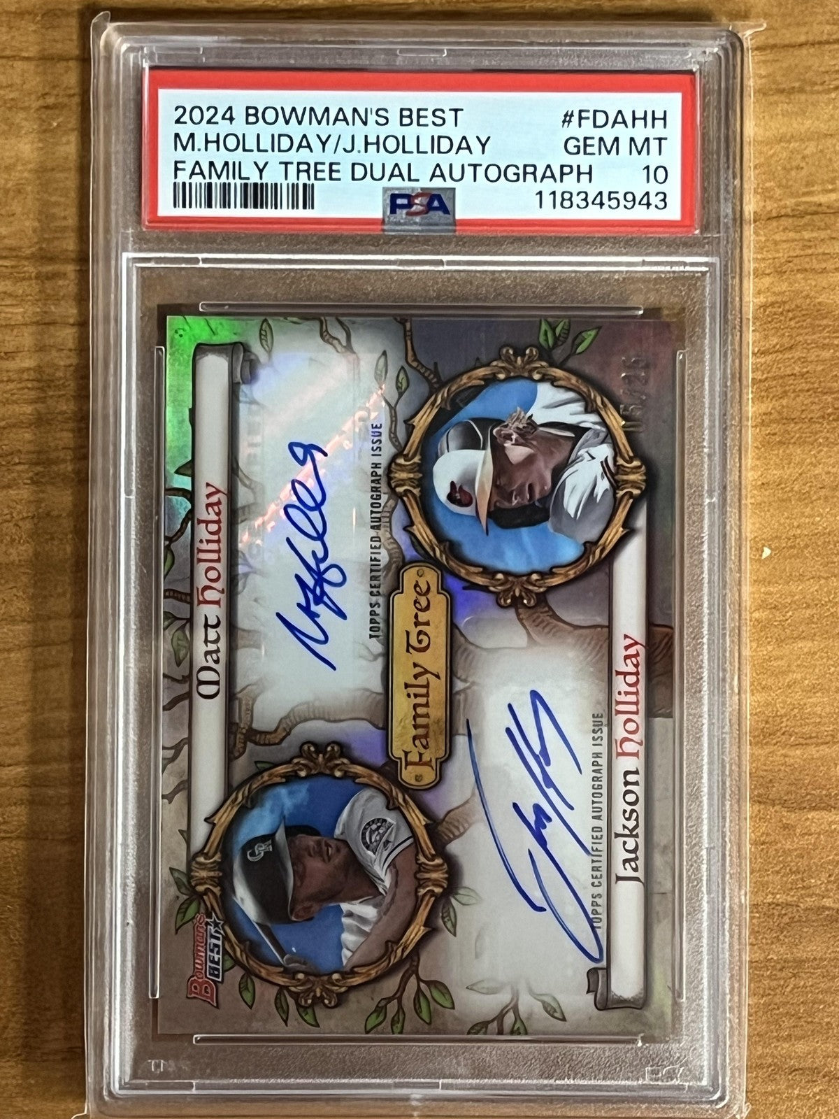 2024 Bowman's Best Family Tree Dual Auto Matt Holliday / Jackson #/25 PSA 10 Gem