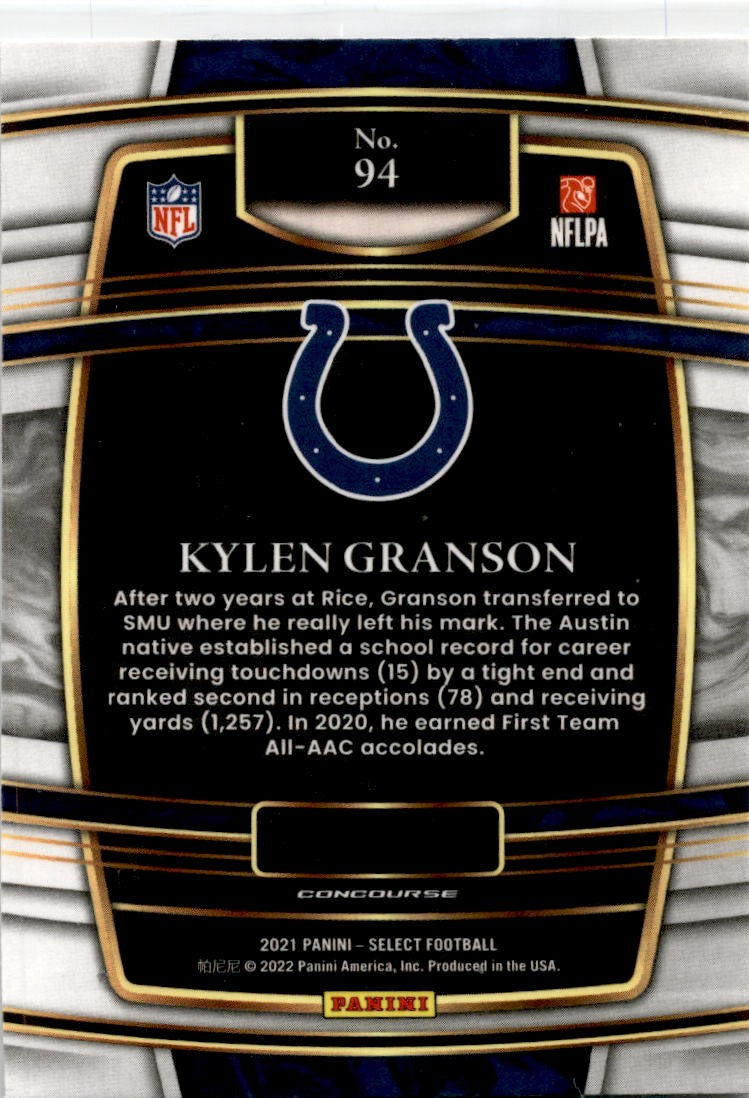 2021 Panini Select #94 Kylen Granson RC Indianapolis Colts