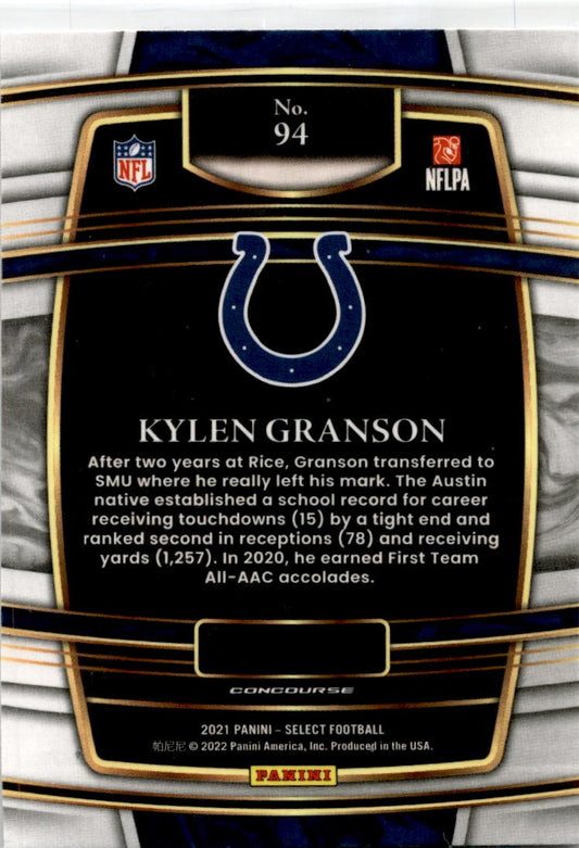 2021 Panini Select #94 Kylen Granson RC Indianapolis Colts