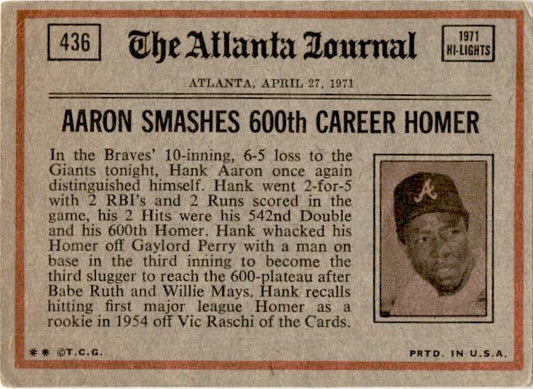 1972 Topps #436 Reggie Jackson Oakland Athletics