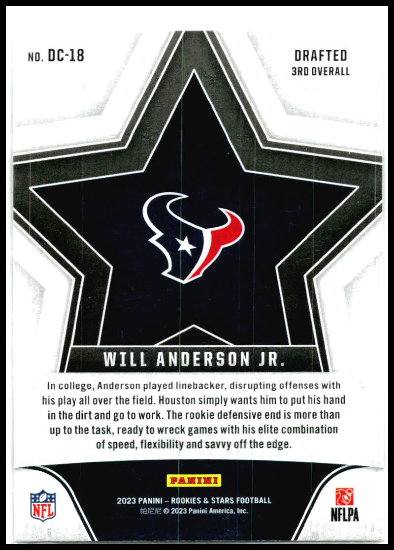 2023 Panini Rookies & Stars Draft Class #DC-18 Will Anderson Jr. Houston Texans