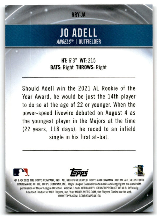 2021 Bowman Chrome Rookie of the Year Favorites Jo Adell Los Angeles Angels