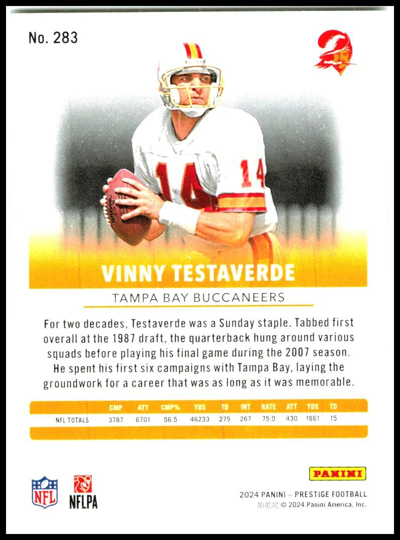 2024 Panini Prestige #283 Vinny Testaverde Tampa Bay Buccaneers
