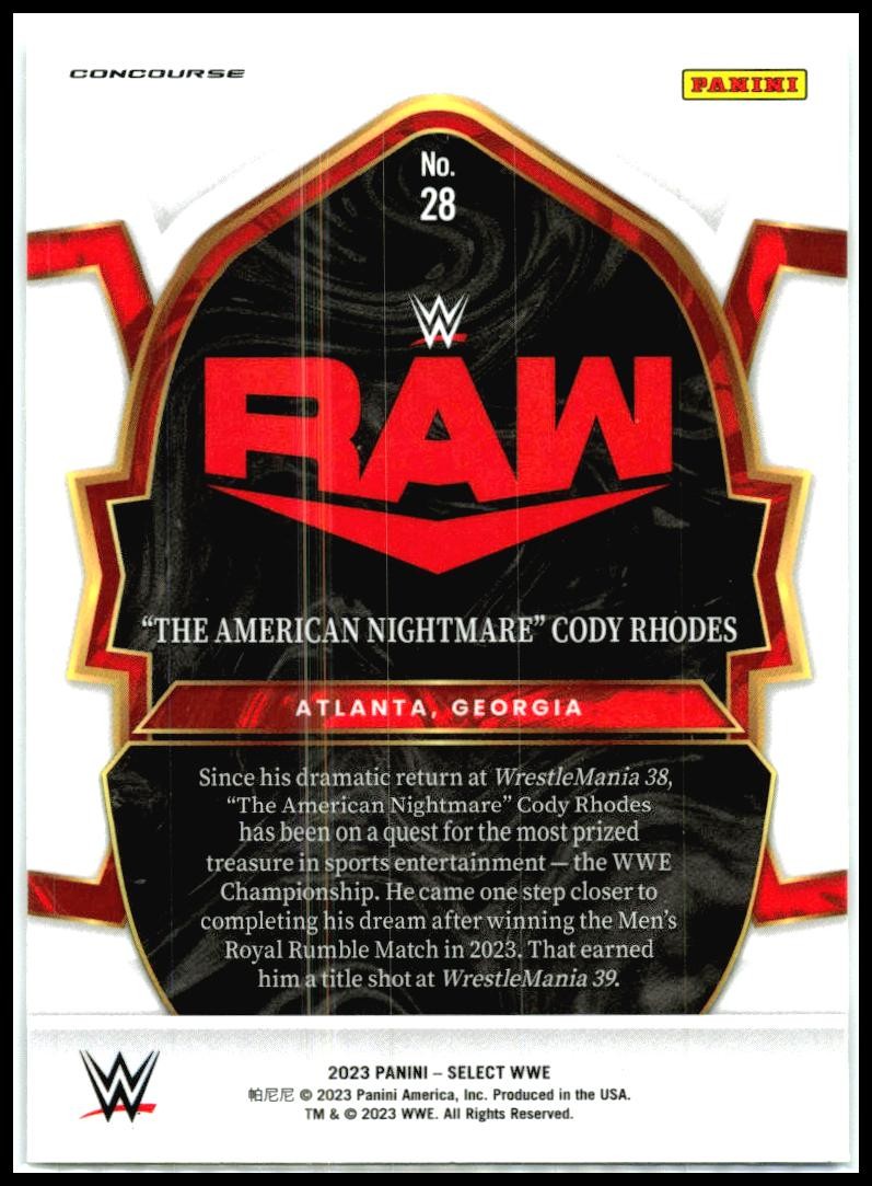 2023 Panini Select WWE #28 "The American Nightmare" Cody Rhodes