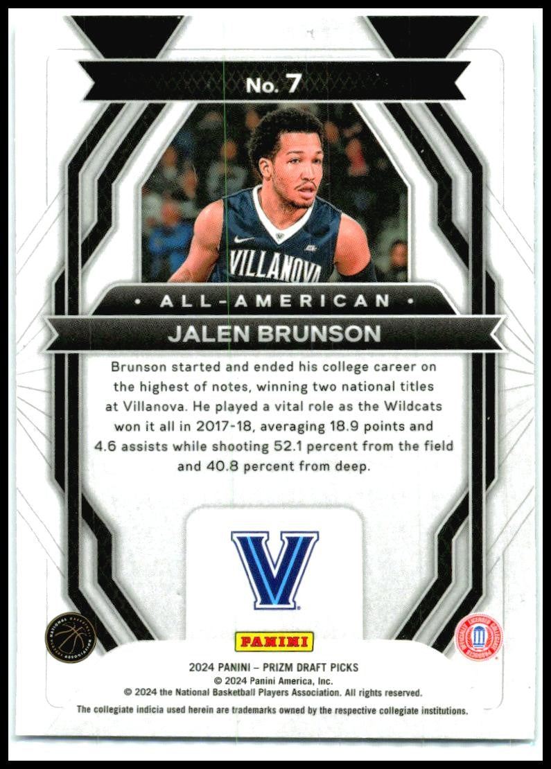 2024 Panini Prizm Draft Picks All-American #7 Jalen Brunson Knicks