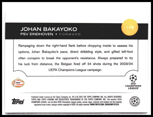 Johan Bakayoko #178 2024-25 Topps UEFA Club Competitions