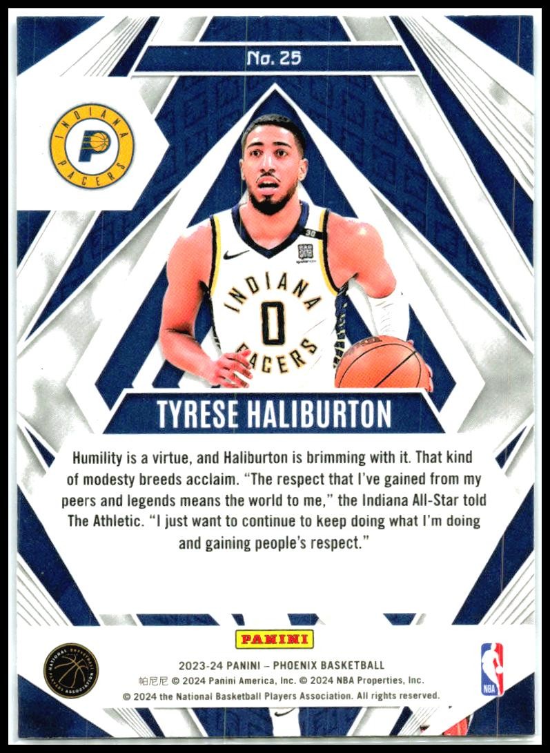 2023-24 Panini Phoenix Paragon Phoenix Blue Ice #25 Tyrese Haliburton Pacers