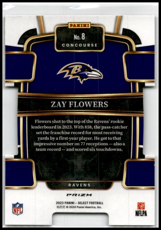 2022 Panini Select Black and Green Die Cut #512 Zay Flowers Baltimore Ravens