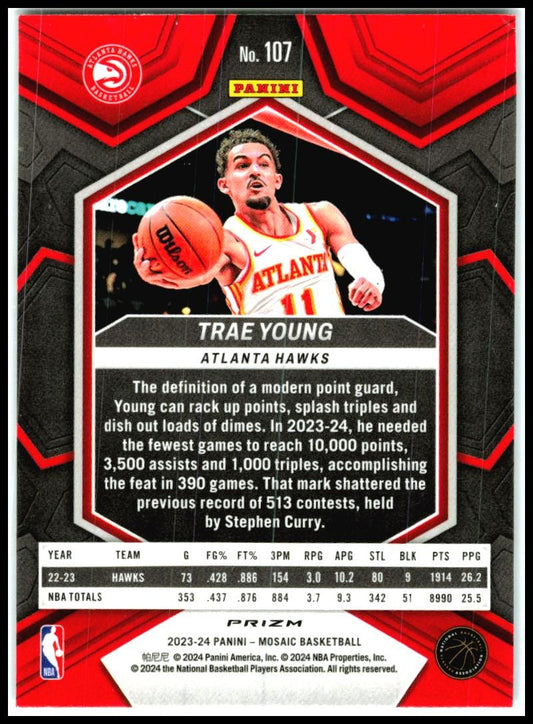 2023-24 Panini Mosaic Reactive Blue #107 Trae Young Atlanta Hawks