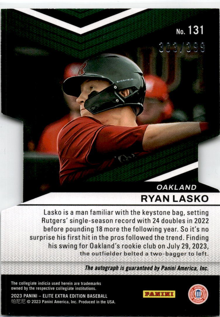 2023 Panini Elite Extra Edition #131 Ryan Lasko Auto /399 Oakland Athletics