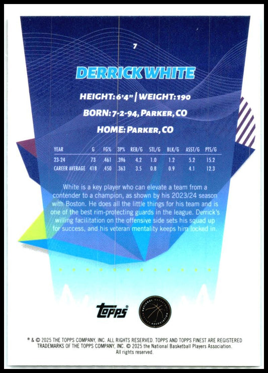 2024-25 Topps Finest Sky Blue #7 Derrick White Boston