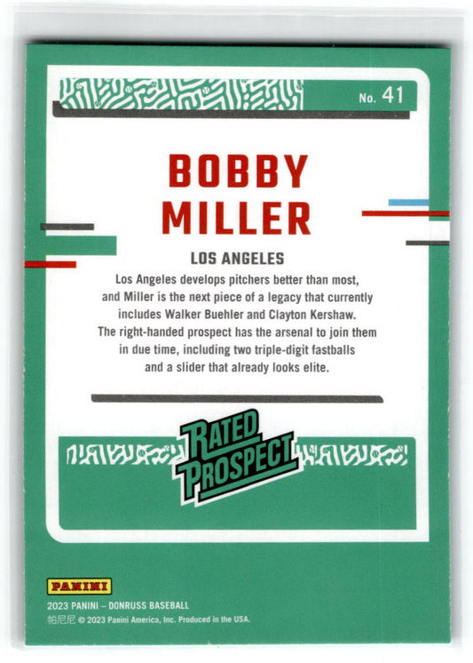 2023 Donruss Holo Carolina Blue #41 Bobby Miller Los Angeles Dodgers