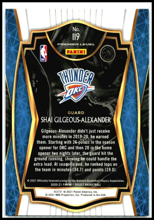 2020-21 Panini Select Blue #119 Shai Gilgeous-Alexander Oklahoma City Thunder