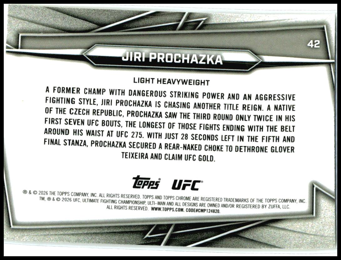 2026 Topps Chrome UFC Yellow Refractor #42 Jiri Prochazka #/275