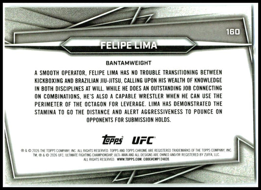 2026 Topps Chrome UFC #160 Felipe Lima Rookie