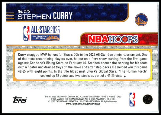 2025-26 Hoops #275 Stephen Curry Golden State Warriors