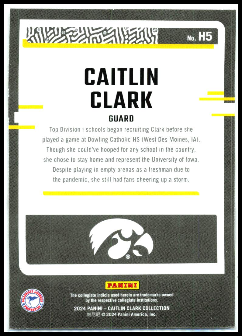2024 Panini Caitlin Clark Collection Highlights #H5 Caitlin Clark Iowa Hawkeyes