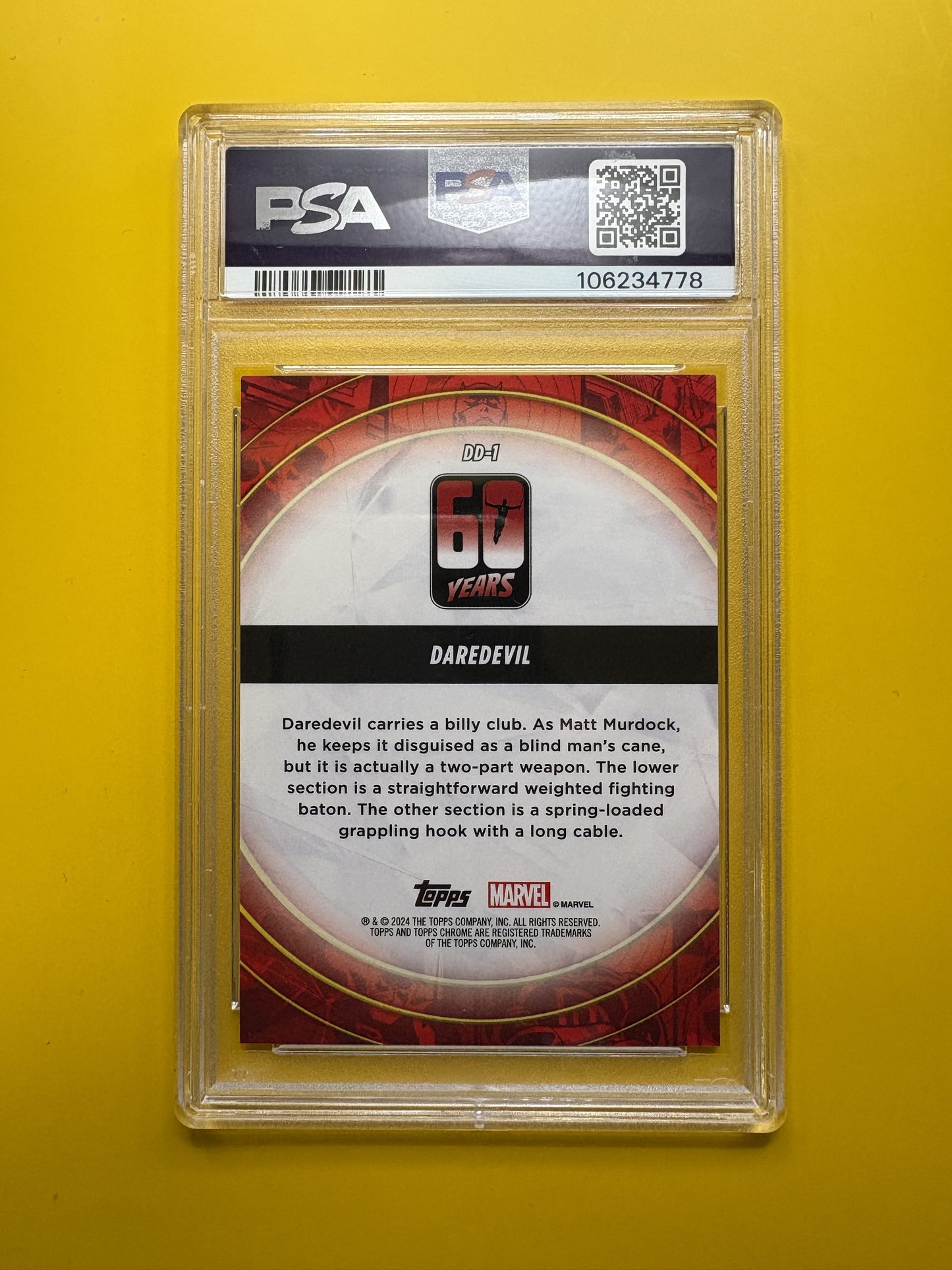 2024 Topps Chrome Marvel 60th Anniversary Daredevil 60th Gold Ref #DD1 Daredevil