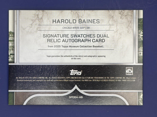 2021 Museum Collection Gold Dual Relic Auto #/50 # Harold Baines Auto