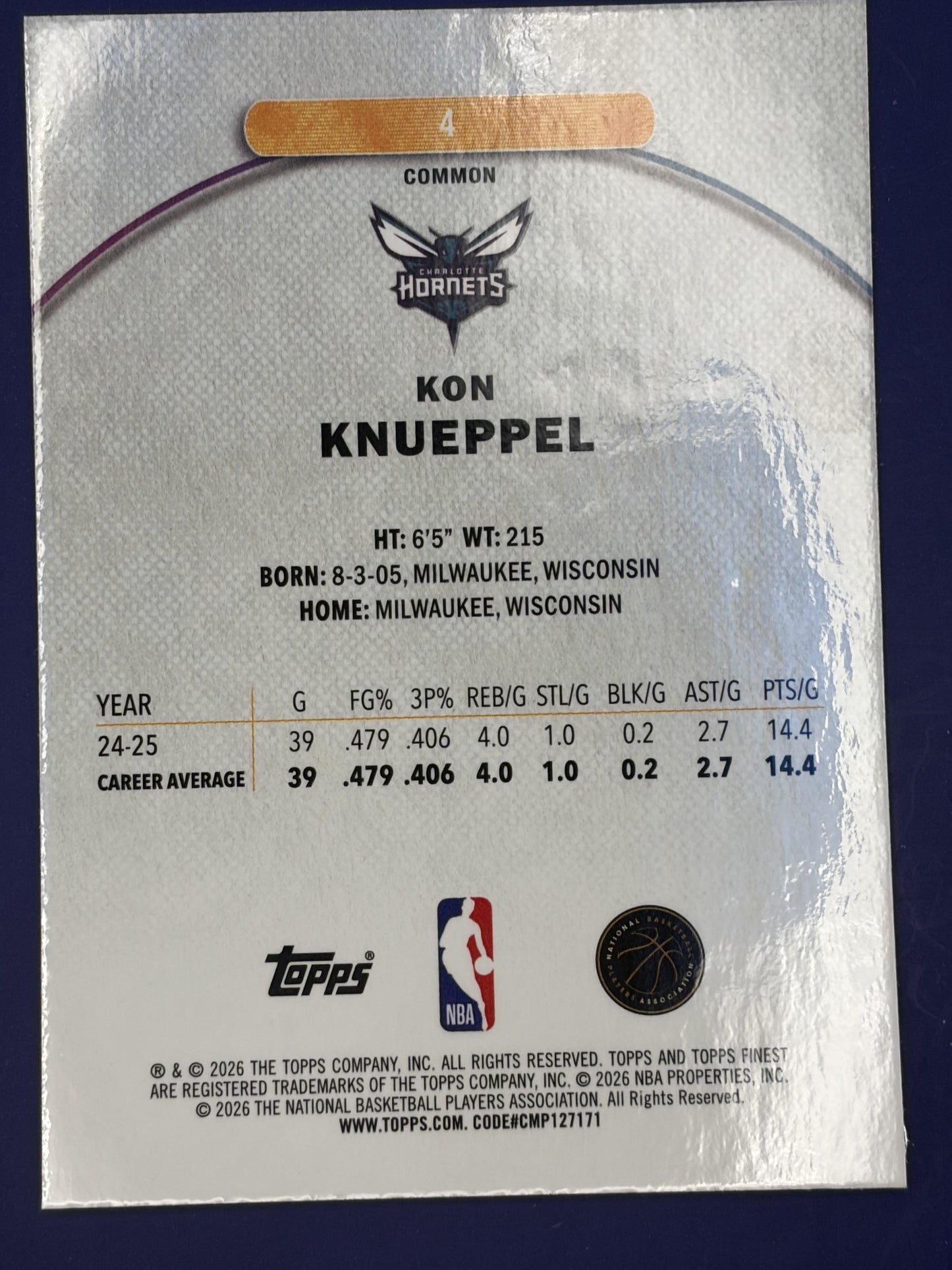 2025-26 Topps Finest #4 Kon Knueppel