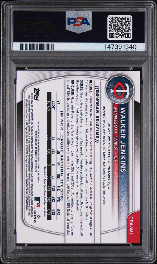 2025 Bowman Chrome Auto Blue X-Fractor #/150 #CPAWJ Walker Jenkins Auto
