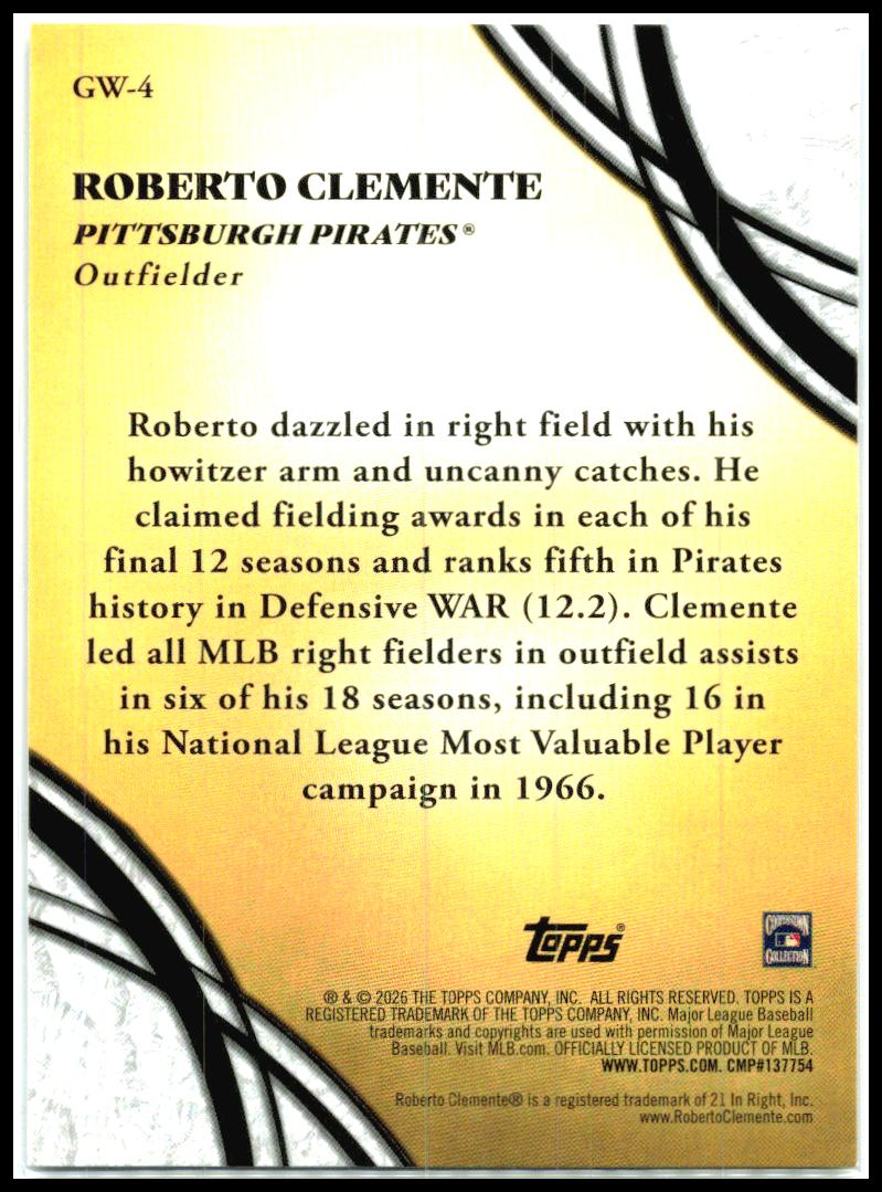 2026 Topps Glove Work #GW4 Roberto Clemente