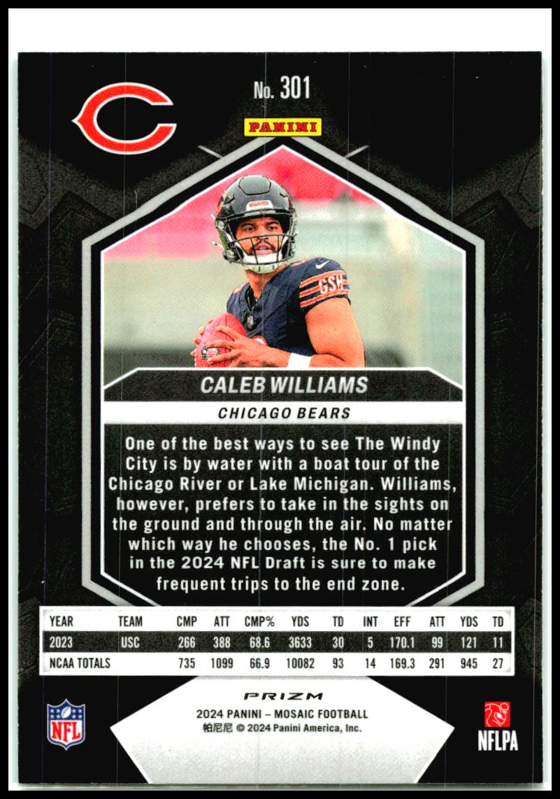 2024 Panini Mosaic Mosaic Green #301 Caleb Williams Chicago Bears