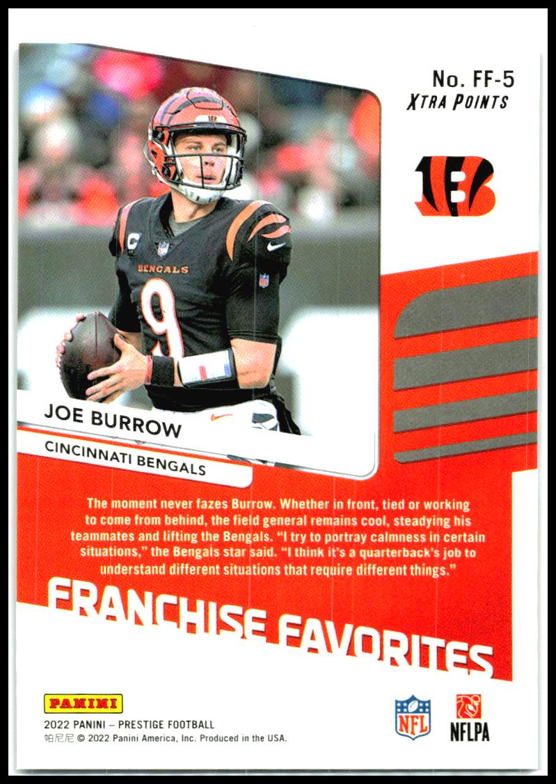 2022 Panini Prestige Franchise Favorites Orange #FF-5 Joe Burrow Bengals