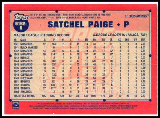2026 Topps #9182-6 Satchel Paige