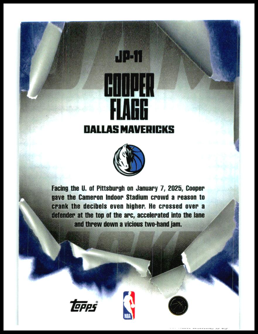 2025-26 Hoops Jam Packed #JP-11 Cooper Flagg Dallas Mavericks