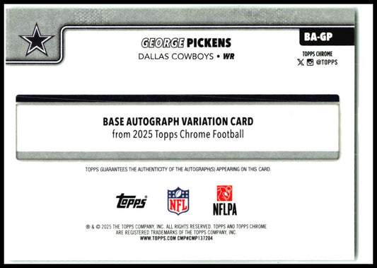 2025 Topps Chrome Green Geometric Auto #/99 #80 George Pickens Auto Cowboys