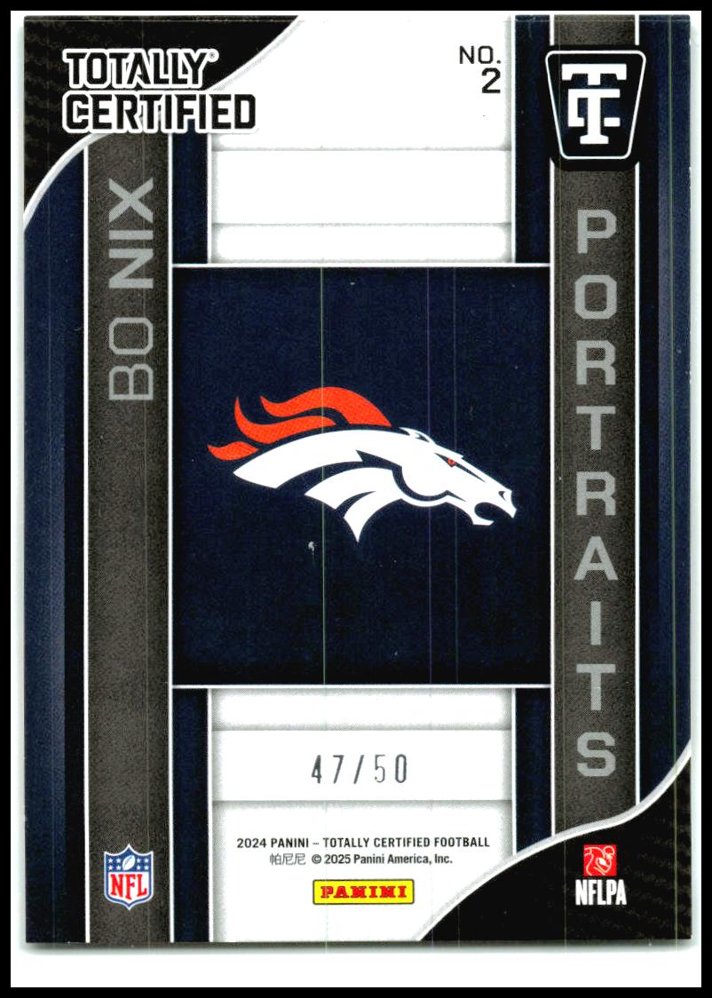 2024 Panini Totally Certified Portraits Mirror Platinum Blue #2 Bo Nix Denver
