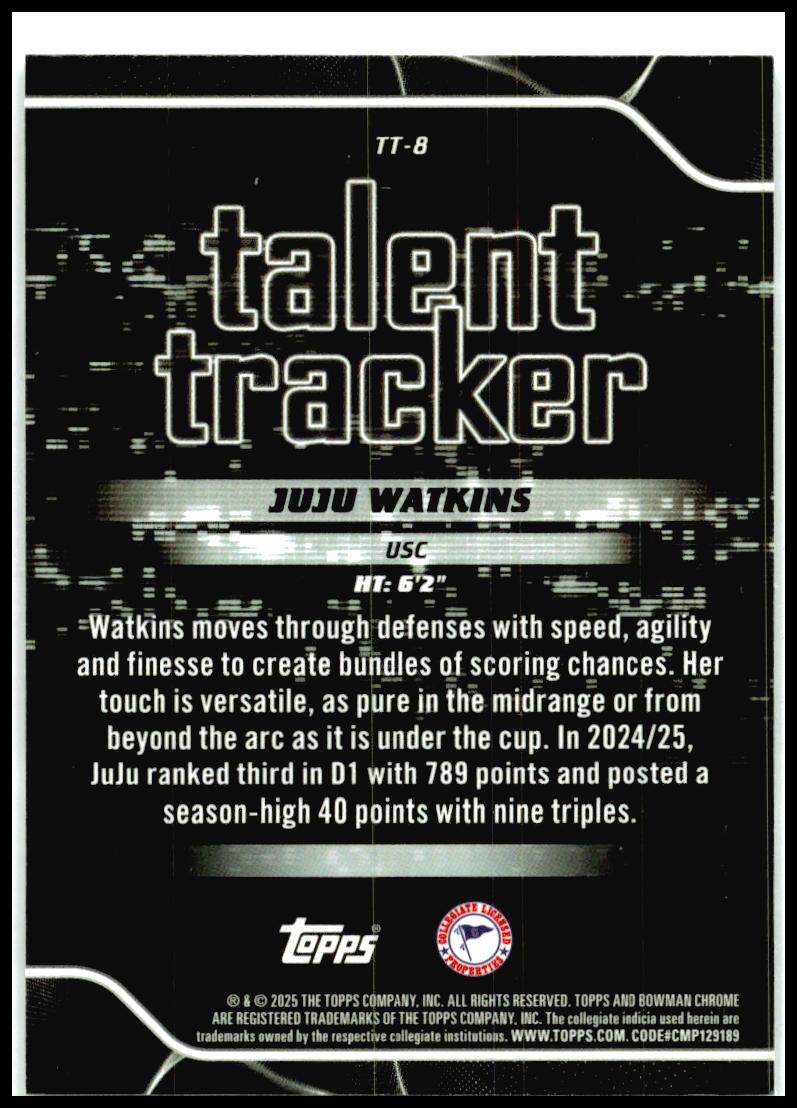 2025-26 Bowman Talent Tracker #TT-8 Juju Watkins USC Trojans