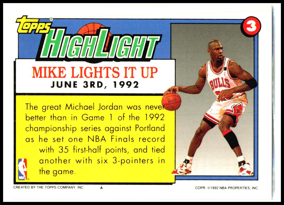 1992-93 Topps #3 Michael Jordan Chicago Bulls