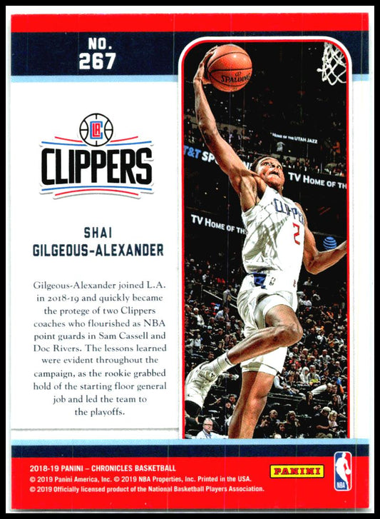 2018-19 Panini Chronicles #267 Shai Gilgeous-Alexander Rookie Clippers