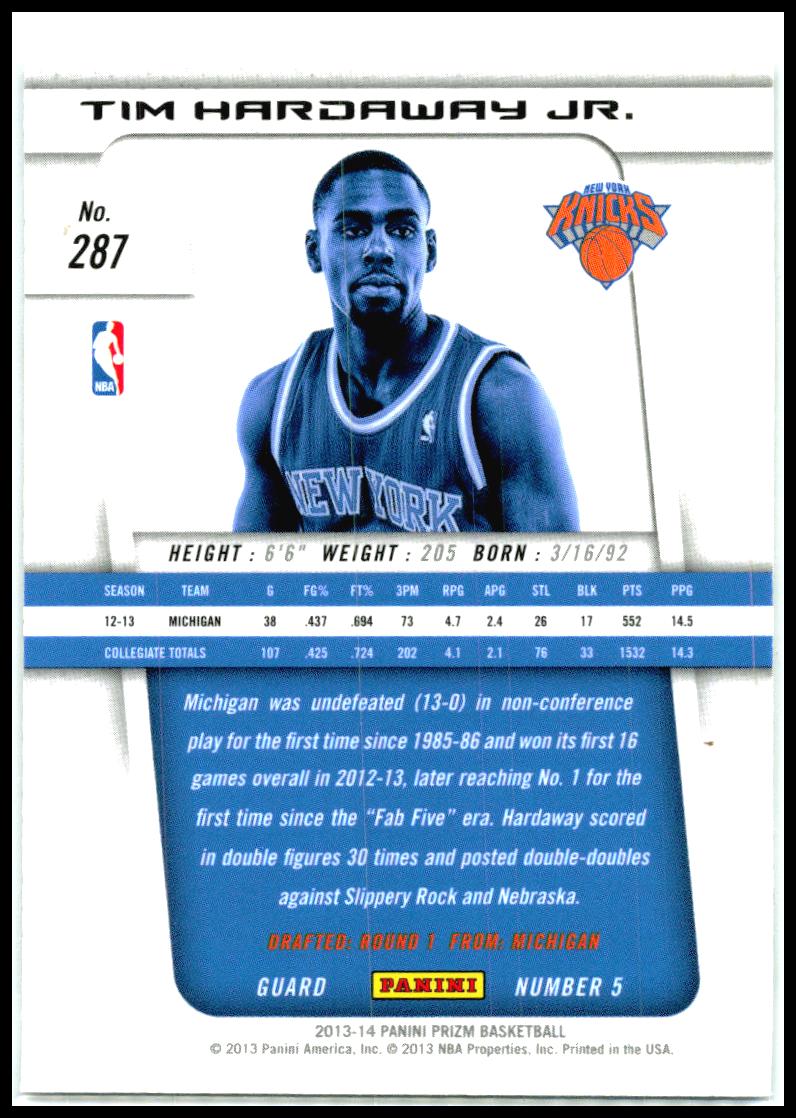 2013-14 Panini Prizm #287 Tim Hardaway Jr. Rookie New York Knicks