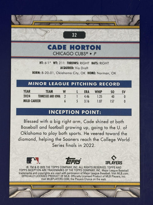 2025 Topps Inception #32 Cade Horton Rookie Chicago Cubs