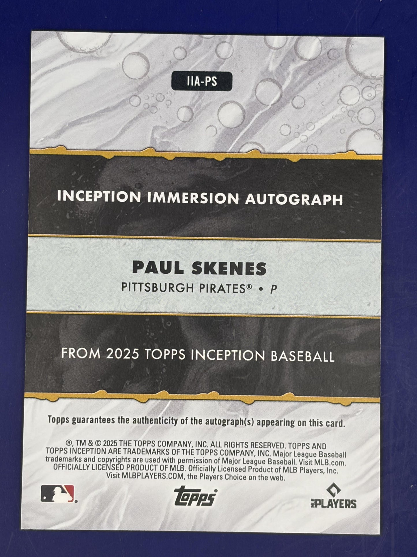 2025 Topps Inception Immersion Auto /10 #IIA-PS Paul Skeens Pirates