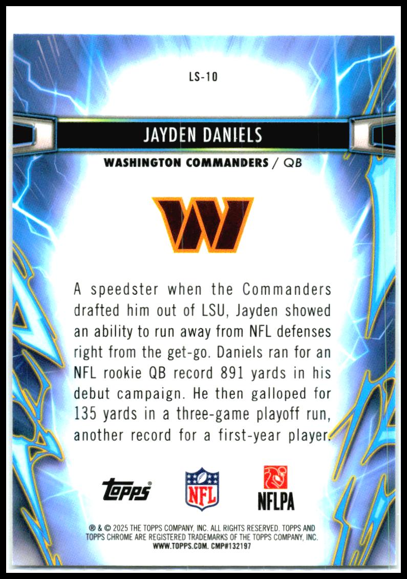 2025 Topps Chrome Cosmic Light Speed #LS-10 Jayden Daniels Washington Commanders