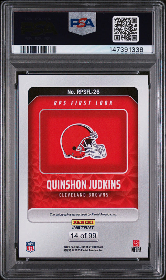2025 Panini Instant Nfl Rps First Look Rps First Look-Auto # Quinshon Judkins PSA 10